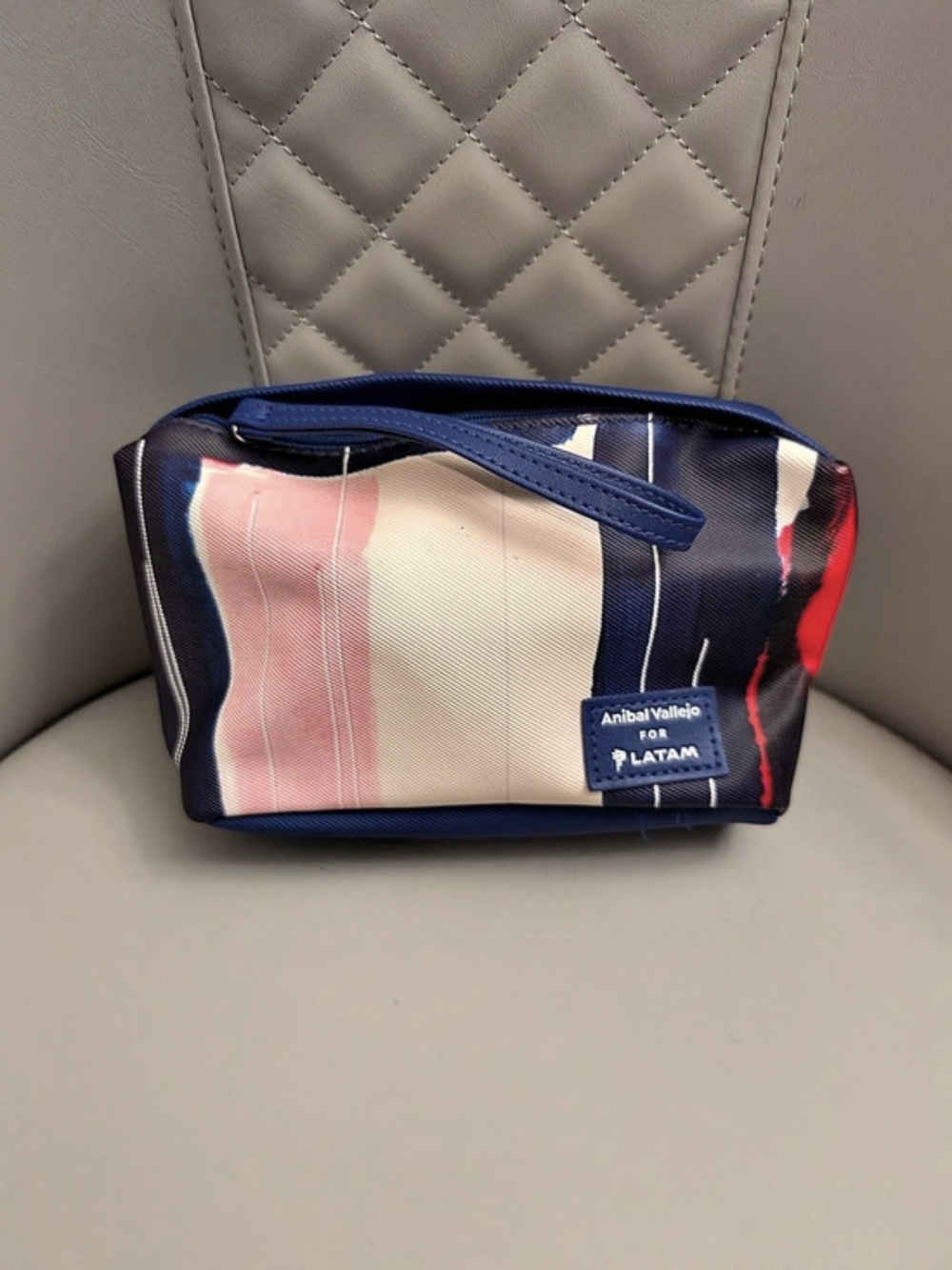 Anibal Vallejo for LATAM Color Block Zip Up Travel Cosmetic Bag in Blue & Red